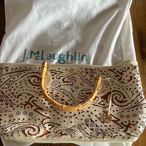 J. McLaughlin Cream and Brown Women's Bag